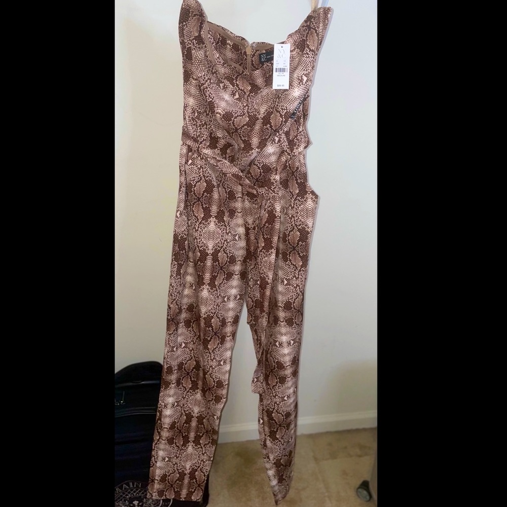 New York and Company Brown Snakeskin print Jumpsuit